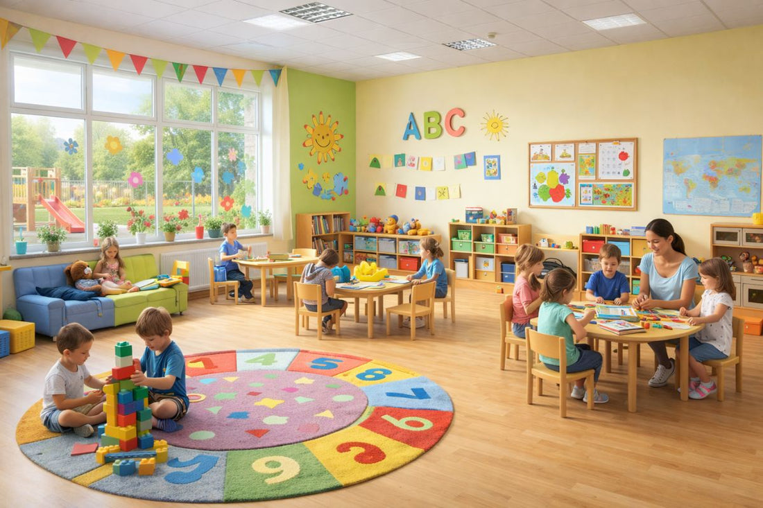 Vorschule im Kindergarten. Viele Kinder sind zu sehen